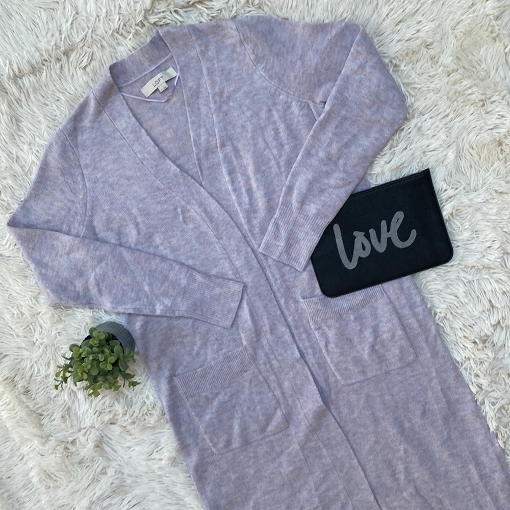 🎉HP🎉 Loft Open Duster Cardigan 💗 Lavender & Pink